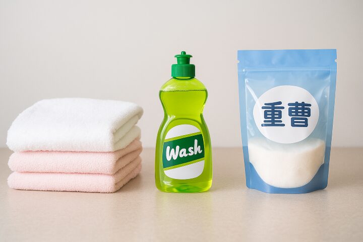 タオル・食器用洗剤・重曹の画像