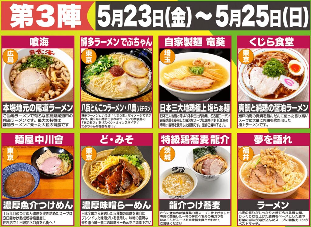 八街!激うま!RAMEN GRAND PRIX 第3陣 出店店舗
