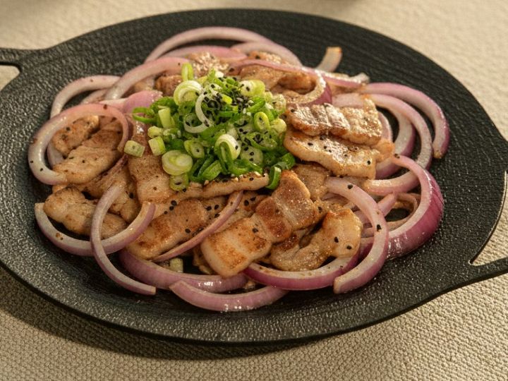 ダイソーのマルチグリドルで作った玉ねぎと豚肉の炒め物