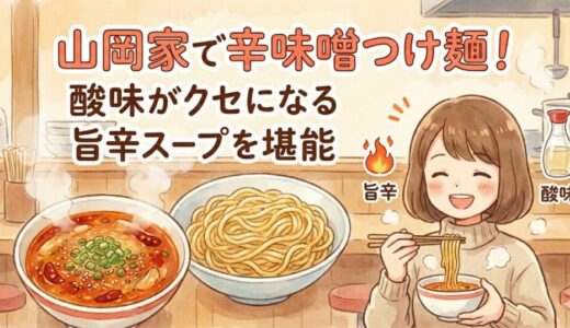 山岡家で辛味噌つけ麺！酸味がクセになる旨辛スープを堪能