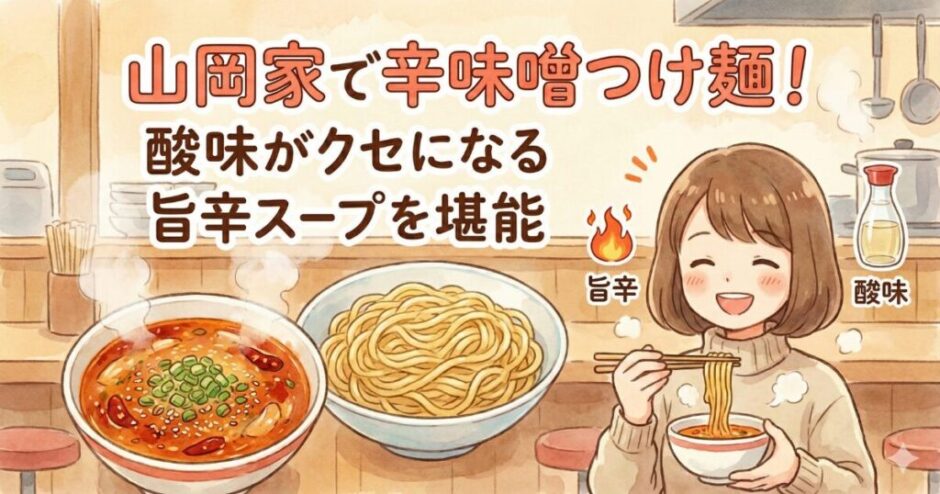 山岡家で辛味噌つけ麺！酸味がクセになる旨辛スープを堪能