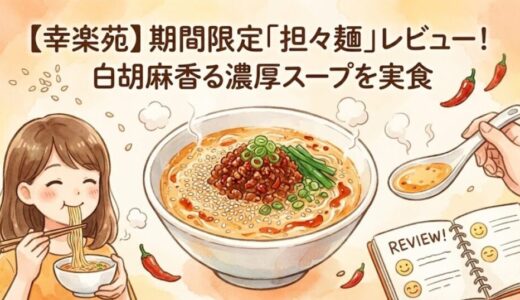 【幸楽苑】期間限定メニュー「担々麺」レビュー！白胡麻香る濃厚スープを実食